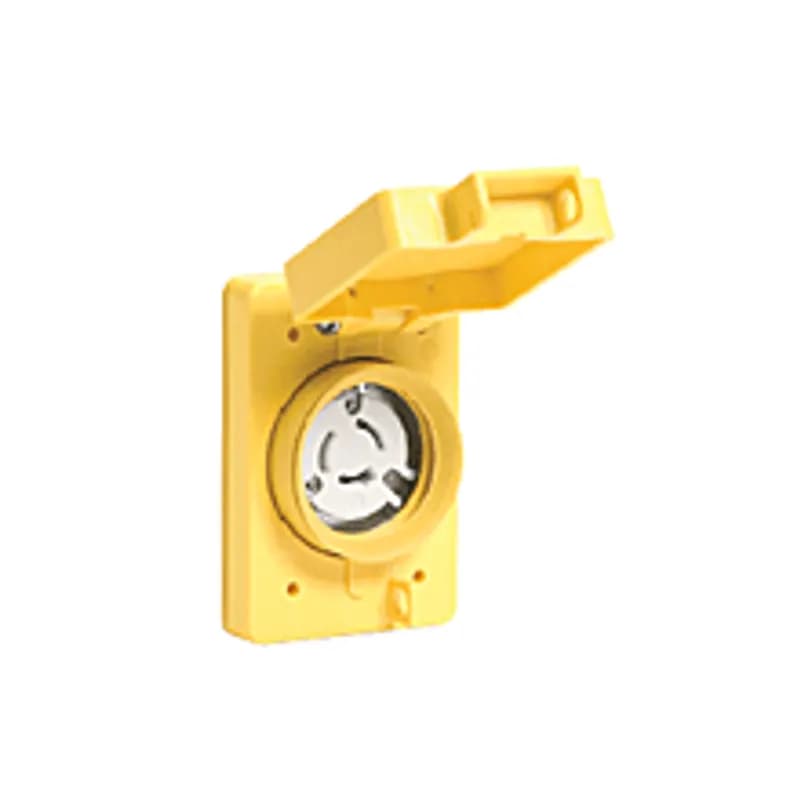 Watertite® Receptacle with Single Flip Coverplate and Locking Blade, 2 Pole/3 Wire, NEMA L5-20, 125V