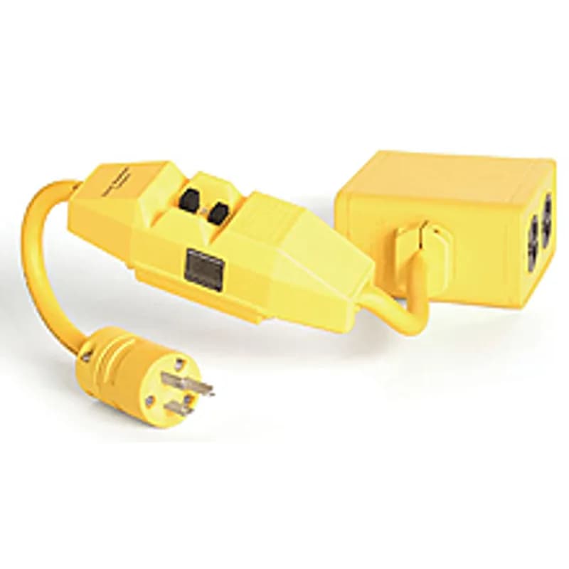 Woodhead 20053W-6 - Safeway® In-Line Commercial GFCI, Manual Reset, Outlet Box, NEMA 5-20 Double Duplex with Flip Lids, 15A, 120V, 1.83m (6.0' ) Cord Length