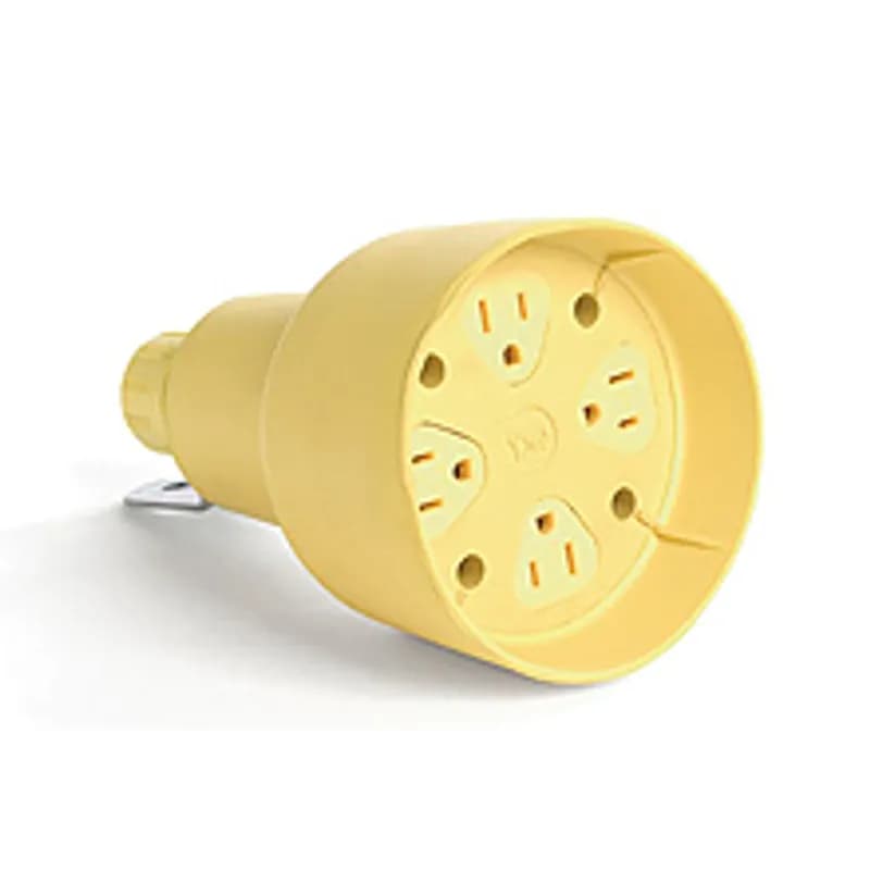 Super-Safeway® Black Pendant Quad-Tap, (4) NEMA 5-15 Single Outlets with Max-Loc Wire Mesh Cord Grip