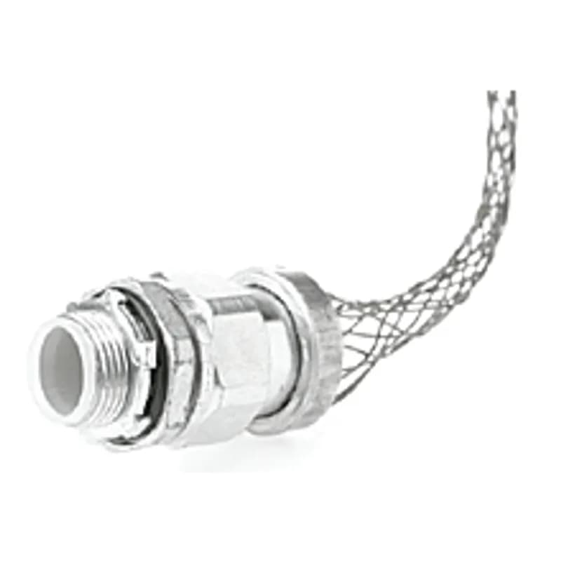 Liquid-Tight Grip Strain Relief for Non-Metallic Type A Flexible Conduit, 3/4" NPT, Straight Male, Mesh Length 0.254m (10.00")