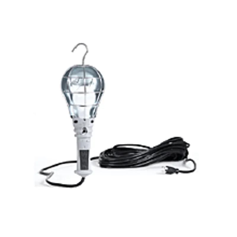 Woodhead WT6C-25 - Pro-Yellow® Nylon 150W Incandescent Hand Lamp with Side Outlet and Switch, Grips Molded, Cord Type 16/3 SJTW, Cord Length 7.62m (25.0' ), Easy Access Metal Guard