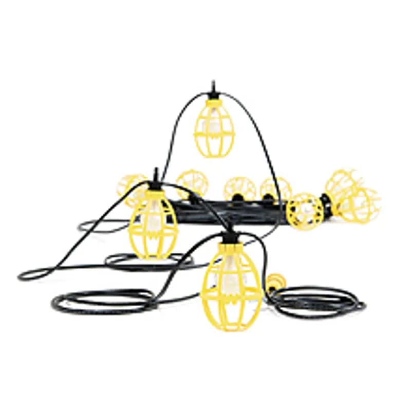 Woodhead 302SRL - Pro-Yellow® Stringlight, 150W, 12/2 TC2 with 2.43m Lead 10 Sockets Guards Lamp-it-in-the-Box, Overall Length 30.48m (100.0' )