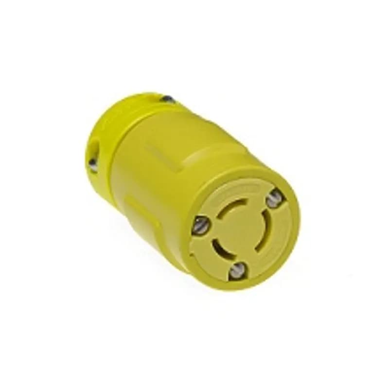 Woodhead 4739YL - Safeway® Connector with Locking Blade, 3 Pole/3 Wire, Non-NEMA, 15A/125V, 10A/250V, Yellow