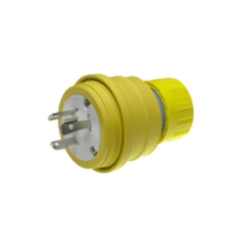 Woodhead 28W49 - Watertite® Plug with Locking Blade, 2 Pole/3 Wire, NEMA L7-30, 277V Cord Grip Body Size F4