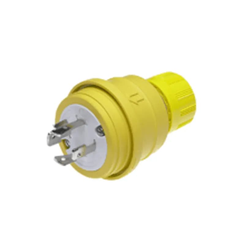 Woodhead 26W76 - Watertite® Plug with Locking Blade, 3 Pole/4 Wire, NEMA L16-20, 3ø 480V, Cord Grip Body Size F3