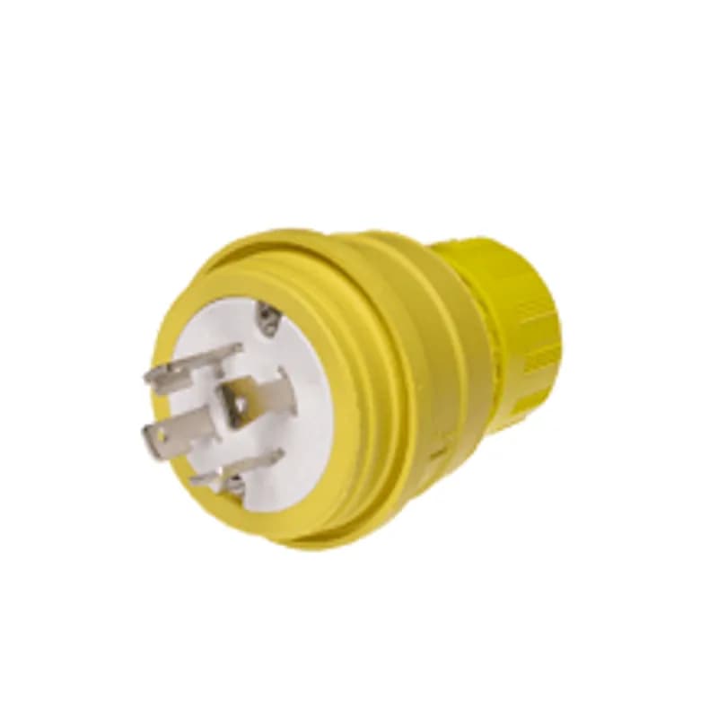 Woodhead 28W75 - Watertite® Plug with Locking Blade, 3 Pole/4 Wire, NEMA L15-30, 3ø 250V, Cord Grip Body Size F4