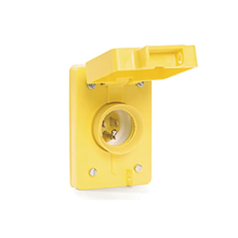 Woodhead 66W07 - Watertite® Male Receptacle with Flip Coverplate, 2 Pole/2 Wire, NEMA-L2-20, 250V