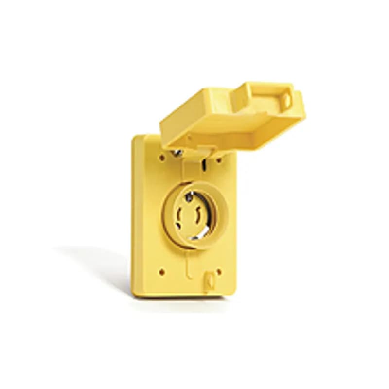 Watertite® Receptacle with Single Flip Coverplate with Locking Blade, 2 Pole/2 Wire, NEMA L1-15, 125V