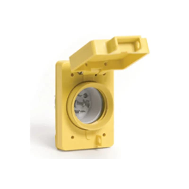 Watertite® Male Receptacle with Locking Blade, Single Flip Coverplate, 4 Pole/5 Wire, NEMA L22-30, 480V, 3øY