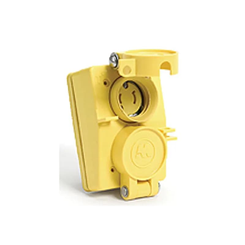 Woodhead 65W04DPLX - Watertite® Receptacle with Duplex Flip Coverplates with Locking Blade, 2 Pole/2 Wire, NEMA 1-15, 125V