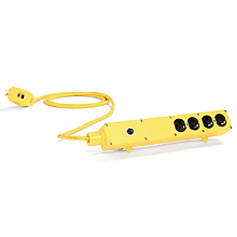 Woodhead 3510PLG - Safeway® Multiple Outlet Strip, GFCI, Internal Bus Bar, (3) NEMA 5-15 Double Duplex Receptacles with Manual 15A Reset Circuit Breaker, Right Angle NEMA 5-15 Plug