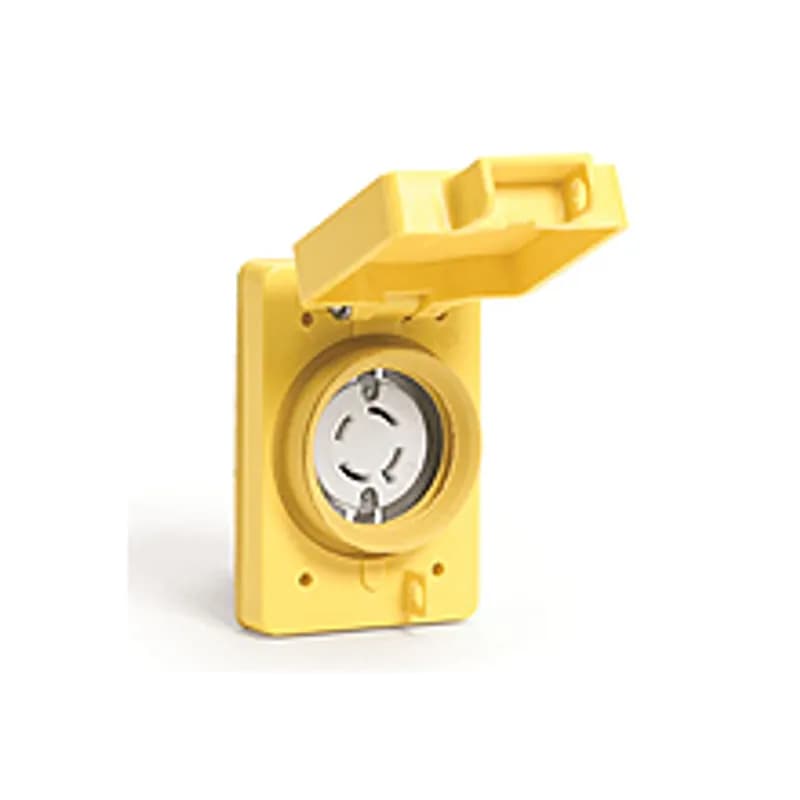 Watertite® Receptacle with Locking Blade, Single Flip Coverplate, 3 Pole/4 Wire, NEMA L15-20 3ø 250V