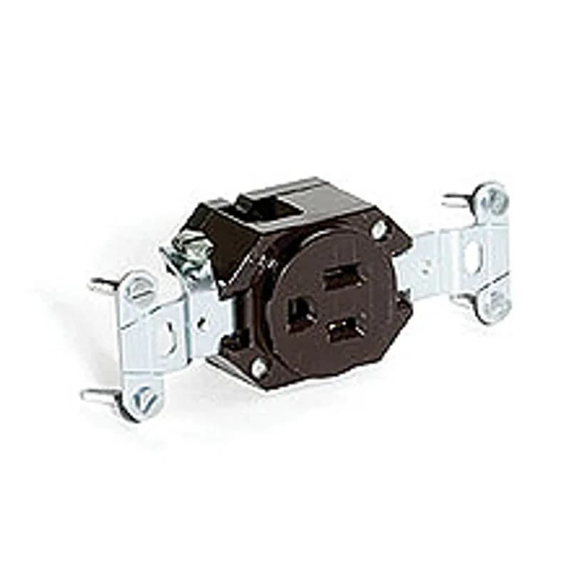 Safeway® Single Heavy Duty Spec - Grade Receptacle, 2 Pole/3 Wire, NEMA 5-20, 125V, Brown