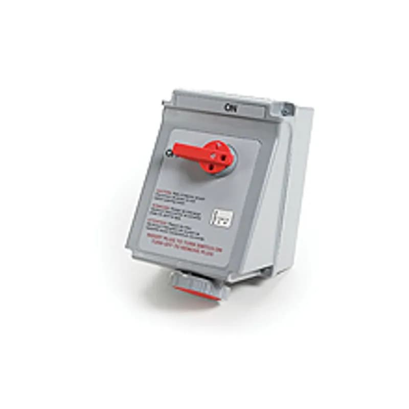 60 Amp Watertite® Pin & Sleeve Mechanical Interlock with Flip Lid, 3 Pole/4 Wire, 3ø 480V, Red