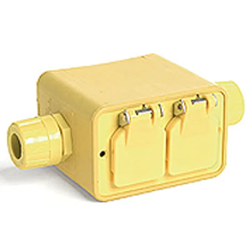 Super-Safeway® Multiple Outlet Box, Extended Depth, 2-Sided, F2 (1/2") Feed-Thru, with Flip Lids for (2) Duplex Receptacles Not Included