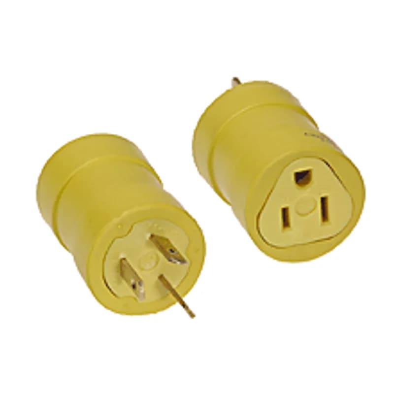 Woodhead 1702 - Safeway® Adapter NEMA 5-15 Receptacle - Female End 15A/125V, Non-NEMA Plug - Male End, 15A/125V