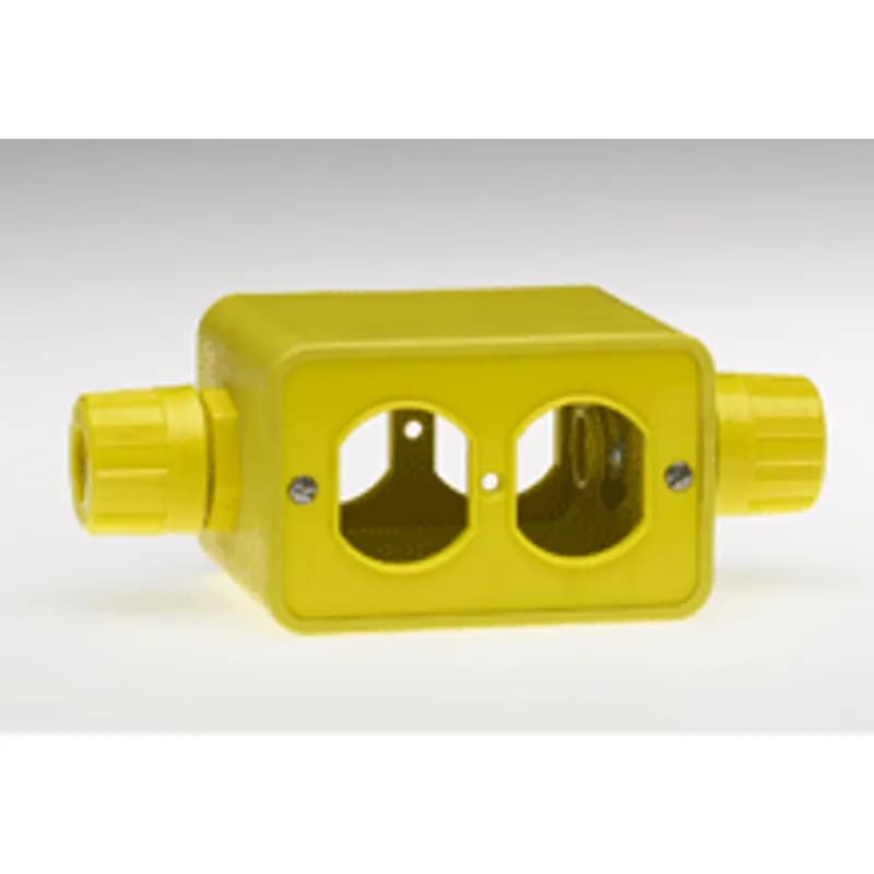 Super-Safeway® Multiple Outlet Box, Standard Depth, 2-Sided, Feed-Thru F2 (1/2"), NEMA 5-15, Duplex Cover Plates