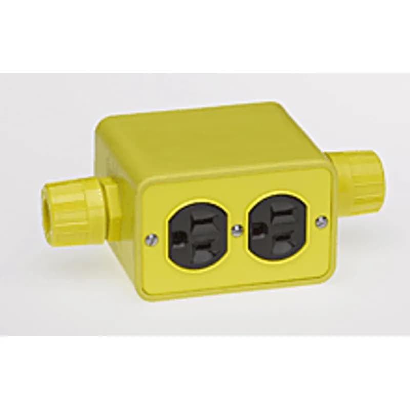Woodhead 3080F-1 - Super-Safeway® Multiple Outlet Box, Extended Depth, 2-Sided, Feed-Thru F3 (3/4"), NEMA 5-15 Duplex Receptacles, Cover Plates