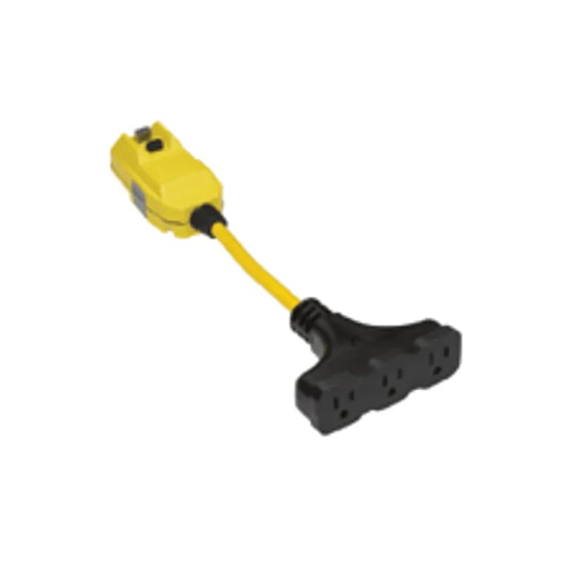 Woodhead 15054-25TTA - Super-Safeway® Right-Angle Industrial GFCI, Automatic Reset, Molded NEMA 5-15 Tri-Tap, 15A, 120V, 7.62m (25.0' ) Cord Length