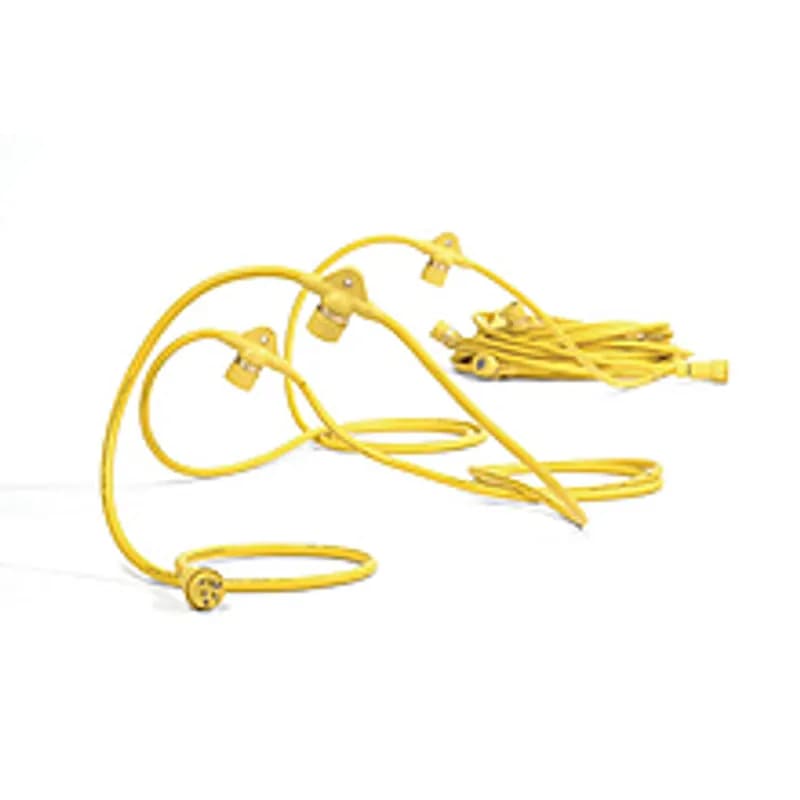 Super-Safeway™ Molded Rubber Stringlight 200W 12/3 SOOW 1.52m (5.0') Lead 10 Sockets with Guards, NEMA 5-15 Plug, Overall Length 30.48m (100.0')