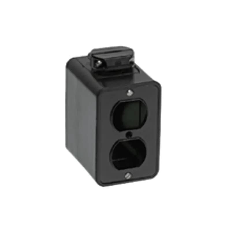 Woodhead 3091FBLK - Super-Safeway® Multiple Outlet Box, Black, Extended Depth, 2-Sided, Feed-Thru, (2) F4 (1") Cord Grip Body, Box Only