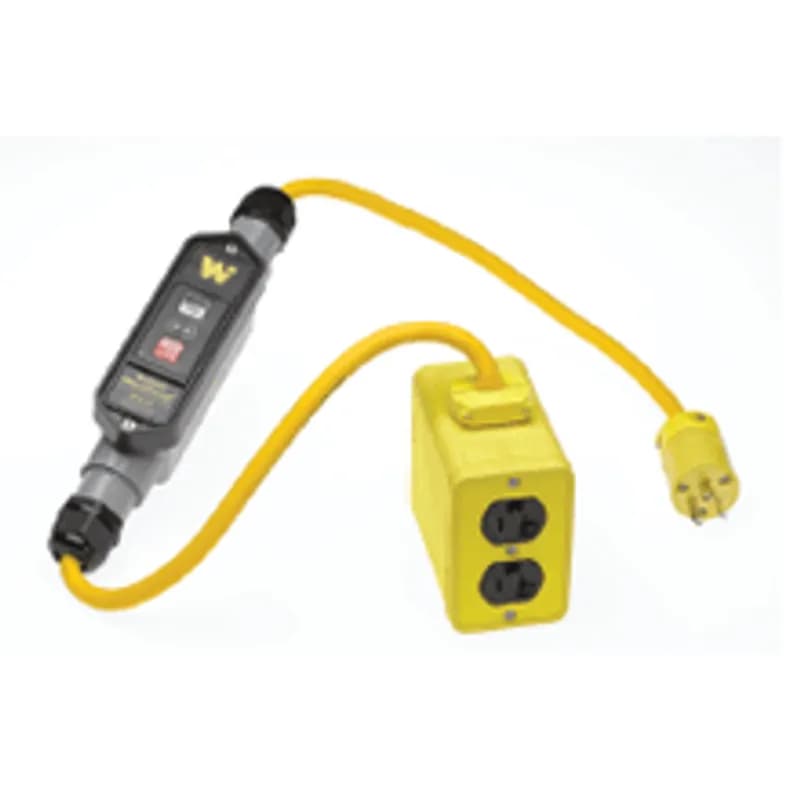 Woodhead 20053-2A - Super-Safeway® In-Line Industrial GFCI, Automatic Reset, Outlet Box, NEMA 5-20 Double Duplex, 15A, 120V, 0.61m (2.0' )Cord Length