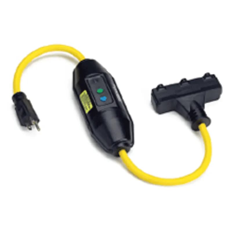 Woodhead 15050-50TTM - Super-Safeway® In-Line Industrial GFCI, Manual Reset, Molded NEMA 5-15 Tri-Tap, 15A, 120V, 15.24m Cord Length