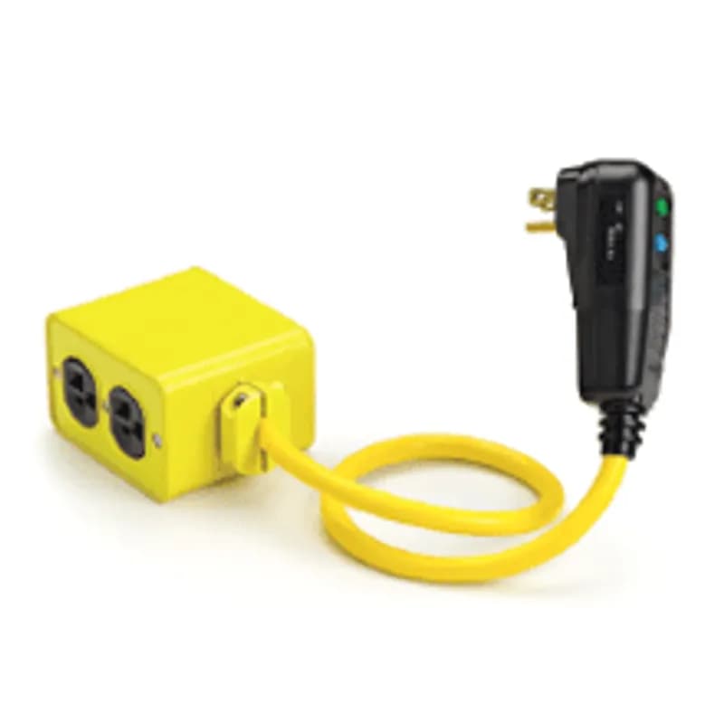 Woodhead 15053-25A - Super-Safeway® Right-Angle Industrial GFCI, Automatic Reset, Outlet Box, NEMA 5-15 Double Duplex, 15A, 120V, 7.62m (25.0' ) Cord Length