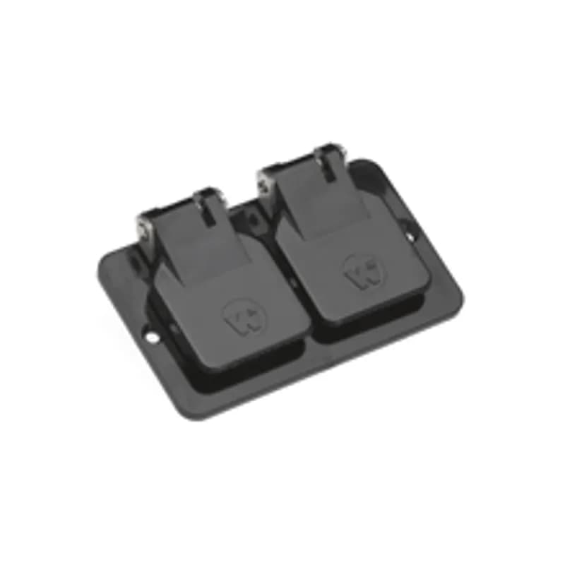 Woodhead 3056BLK - Super-Safeway® Multiple Outlet Coverplate, Duplex Flip Lid, Black