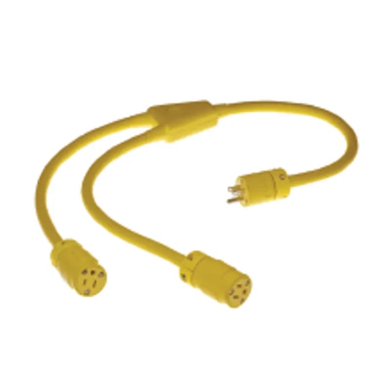 Super-Safeway® Standard Molded Y Cordset, 2 Pole/3 Wire, SOOW 12 Gauge Wire, Cordset Length 0.91m (3.0' ), NEMA 5-15, 125V, Black