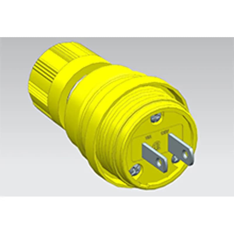 Woodhead 14W19-P - Watertite Extreme Plug, Polarized, 2 Pole/2 Wire, NEMA 1-15, 125V, Cord Grip Body Size F2, Petrochemical Grade