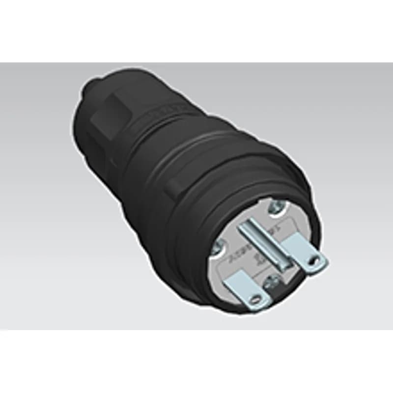 Watertite Extreme Extra-Hard Outdoor Use Plug, 2 Pole/3 Wire, NEMA 6-15, 250V, Cord Grip Body Size F2, Black, Petrochemical Grade