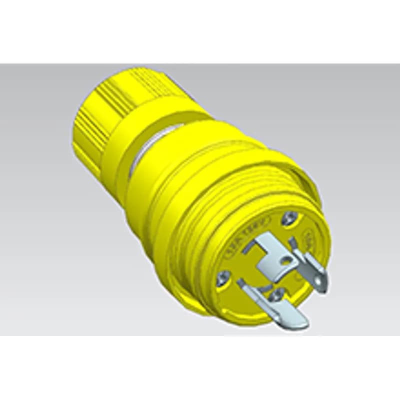 Watertite Extreme Plug with Locking Blade, 3 Pole/3 Wire, Non-NEMA, 15A/125V, 10A/250V, Cord Grip Body Size F2, Petrochemical Grade