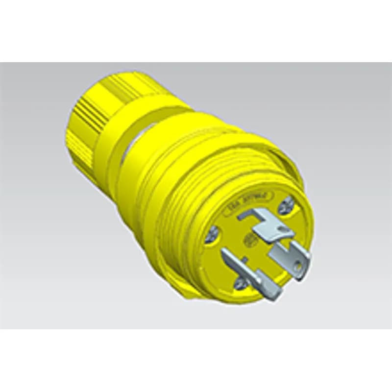 Watertite Extreme Plug with Locking Blade, 2 Pole/3 Wire, NEMA L7-15, 277V, Cord Grip Body Size F2, Petrochemical Grade