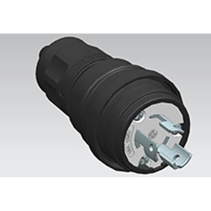 Woodhead 24W47BLK-P - Watertite Extreme Plug with Locking Blade, 2 Pole/3 Wire, NEMA L5-15, 125V, Cord Grip Body Size F2, Black, Petrochemical Grade