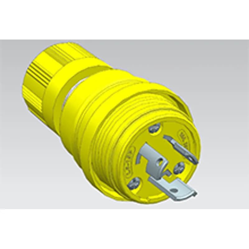 Watertite Extreme Plug with Locking Blade, 2 Pole/3 Wire, NEMA L6-15, 250V, Cord Grip Body Size F2, Petrochemical Grade