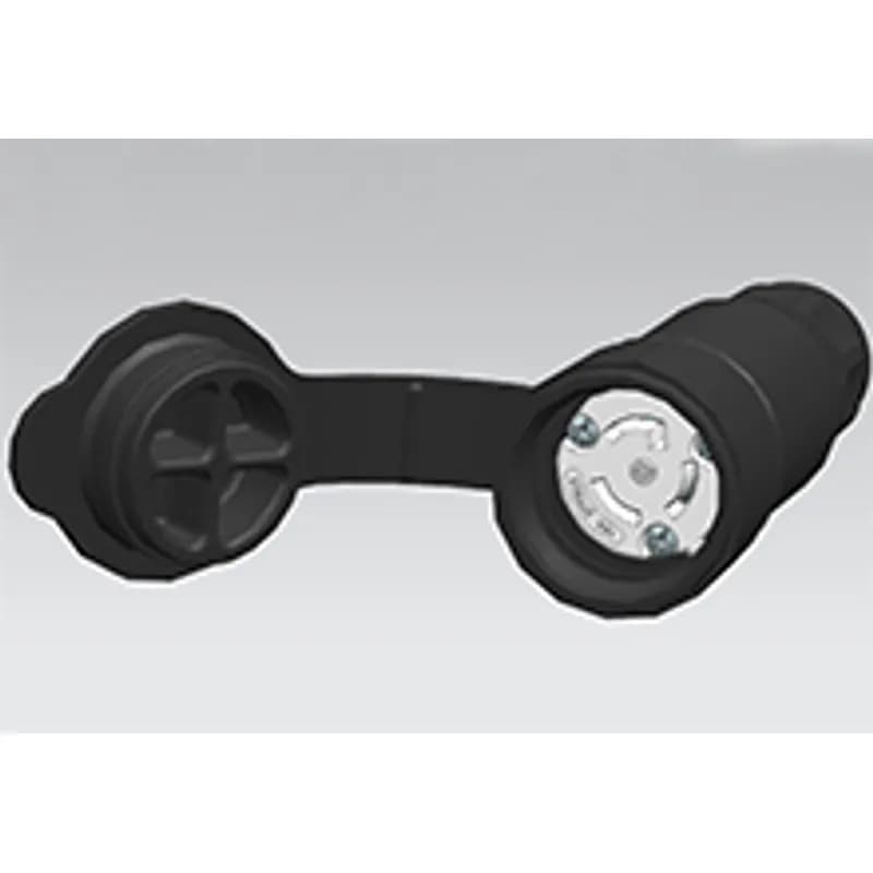 Watertite Extreme Extra Hard Outdoor Receptacle with Locking Blade, 2 Pole/3 Wire, NEMA L7-15, 277V, Cord Grip Body Size F2, Black, Petrochemical Grade