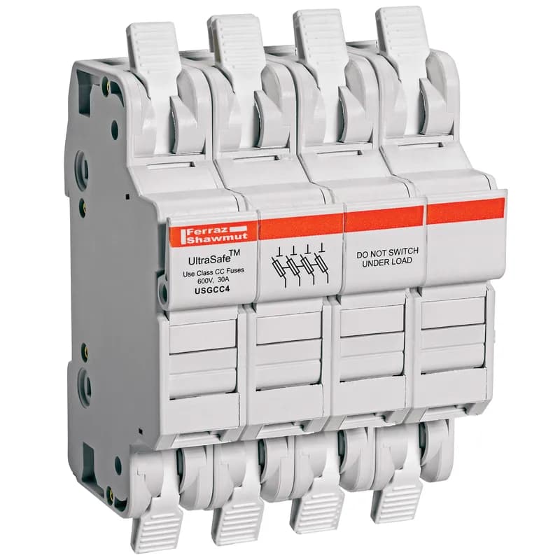 Fuse Holder UltraSafe™ 600VAC 600VDC Class CC 30A 4-Pole Cage Clamp IP20