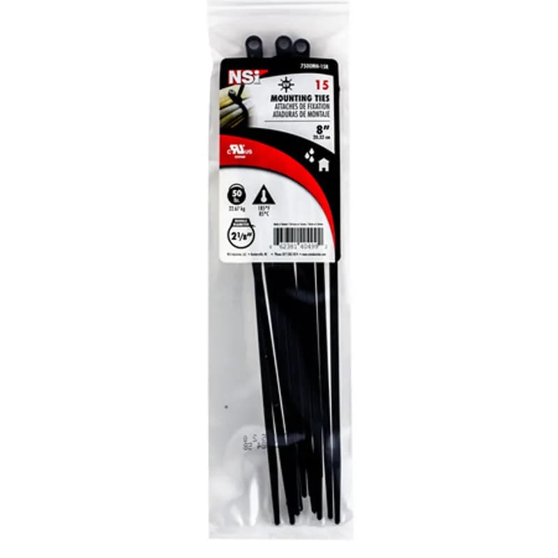 Cable Tie Black Mtg Hd 7.5" 50lb 100, UV/Weather Resistant Cable Ties (zip ties, tie wraps, wire ties) are designed for the bundling of cables and wires and are suitable for outdoor use.
