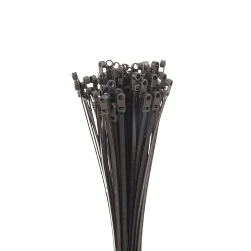 Cable Tie Black Mtg Head 14" 50lb 100