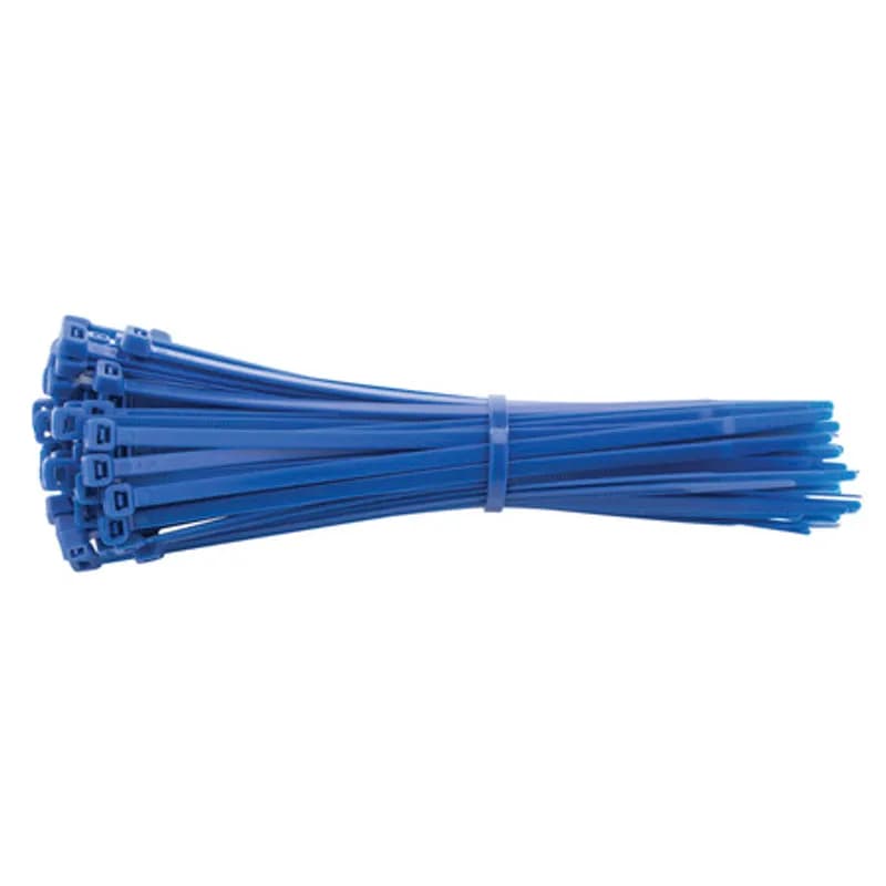 Cable Tie Blue 7.5" 50lb 100, Colored Cable Ties (zip ties, tie wraps, wire ties) are designed for the bundling of cables and wires.