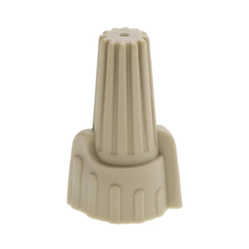 The Easy-Twist WWC-T-J 450-Count Large Jar of Tan Winged Wire Connectors are designed for use on copper wires in the 22-10 AWG size range. They’re made of flame-retardant thermoplastic rated for a maximum temperature of 105˚ Celsius (221˚ Fahrenheit). The quick-grip square spring design grips in fewer twists and can dead-end a single wire, while the ergonomic swept-back wing design and ribbed texture makes them easy to twist. Their compact design is useful for applications in tight areas or anywhere else you need to connect wires.
