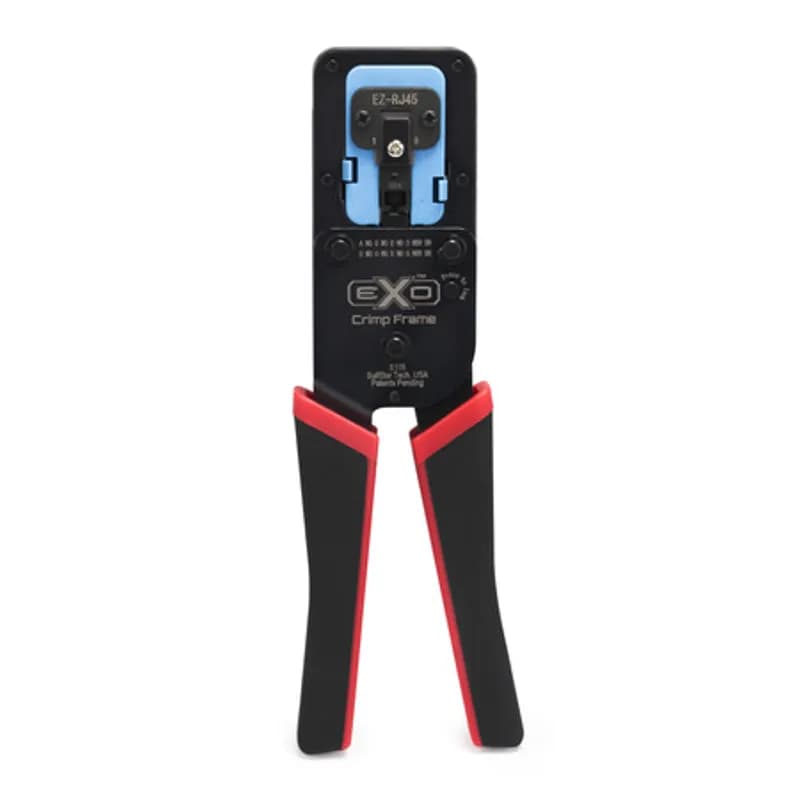 NSI Industries 100062C - The patented EXO Crimp Frame with EZ-RJ45 Die is our new EZ-RJ45 Crimp Tool. The included EZ-RJ45 Die is interchangeable and reversible when used with EXO Crimp Frame. Designed for the original pass through EZ-RJ45 connectors which are a standard in the industry. The EXO Crimp Frame highlights a push button lock, ergonomic TPR handles, and works with the EXO-EX DieÃ¢â€žÂ¢ (P/N 100071C) for terminating ezEX-RJ45Ã¢â€žÂ¢ connectors. Compatible with EZ-RJ45 connectors: EZ-RJ45 Cat5e and Cat6, Shielded Cat5e and Cat6 connectors (internal and external ground)