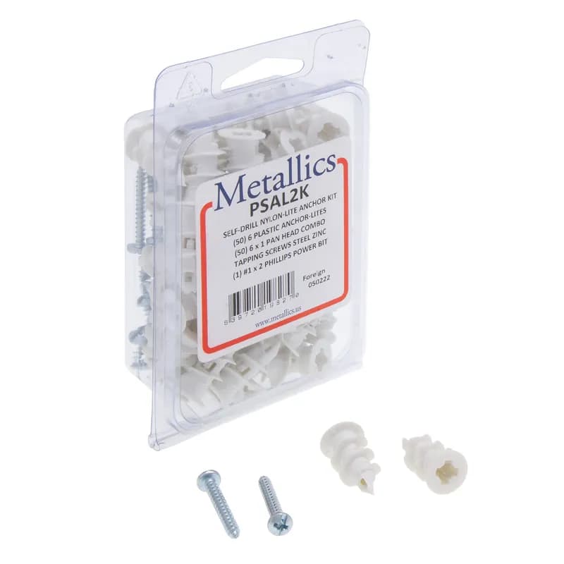 Nylon Wall Anchor, #6 screw size, Phillips drive type, 50 per box