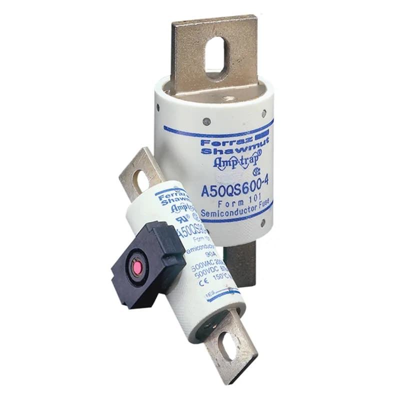 Mersen A50QS100-4T - A50QS Amp-trap Form 101 fuses grew out of the need to improve the overall performance of semiconductor fuses in response to new equipment requirements. The A50QS encompasses the best protection features lower I2t to provide better protection for equipment, longer life when subjected to cyclic loading and lower watts loss. A50QS is today's best choice for the protection of dynamic solid state equipment such as motor drives, inverters, UPS, etc. 500 Volts 100 amps with special blade.