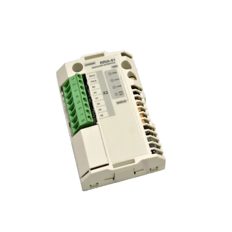 ABB - Low Voltage Drives RRIA-01-KIT - The Resolver Interface module offers interface for an analog resolver connection.  A resolver may be used to obtain accurate speed and position (angle) feedback from a motor shaft.  Application software supporting the Resolver interface, Positioning Control,  Permanent Magnet Synchronous Machine.  Limited Application SW Support, Check with factory