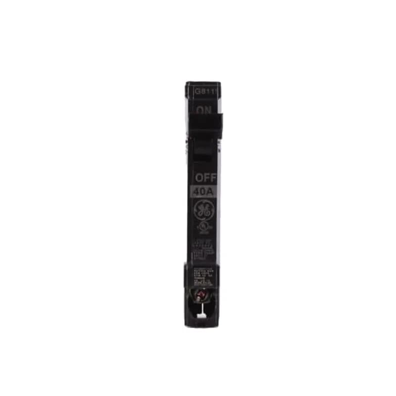 THQP breakers are a smaller, smarter solution for today's cost- and quality-conscious contractors and homeowners. Half the width and identical in design in comparison to standard breakers, they allow use of smaller load centers and for maximum savings of space and money. GE is the only manufacturer that gives you this cost advantage without sacrificing flexibility. The THQP140 breaker features a 1/2" width, 1 pole, an ampere rating of 40 A, an interrupting rating of 10kAIC, and a voltage rating of 120/240V.