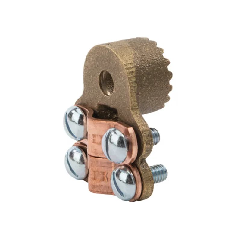The NSI G-40BS 4/0 Armored Wire Adapter for Ground Clamps offers a convenient solution when grounding armored cable alongside interchangeable NSI ground clamps. The brass screws and bronze adapter body are made of economical, high-quality metals that provide durable performance in a range of applications. Adapter swing 360 degrees to make alignment simple and install from any direction. Use this adapter with NSI ground clamps to easily ground 4/0 armored cable to water pipes in indoor applications. Stock products you can rely onâ€”stock NSI.