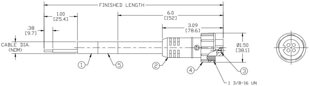 Woodhead 32759 - QC 4P FP 12FT. 10/4 SO CORD