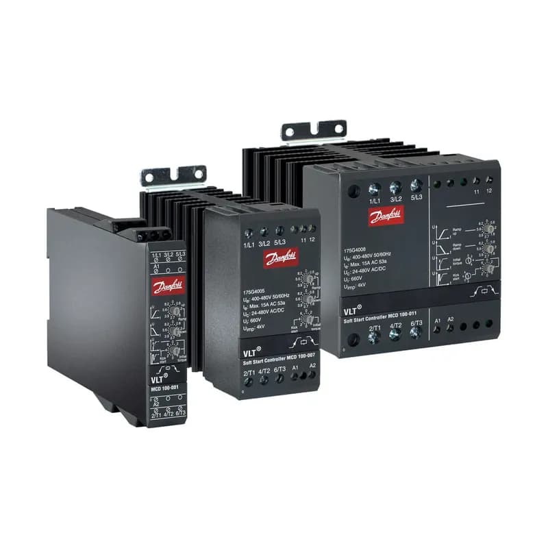 <p>Family: MCD100</p><p>Voltage: 208 - 240V</p><p>Horsepower: 5 HP</p><p>Current: 15 A</p><p>Frame Size: 2</p><p>IP Class: 20</p><p>Control Voltage: 24480V</p>